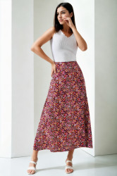 16652 Dewberry Womens Midi Woven Skirt-BORDEAUX