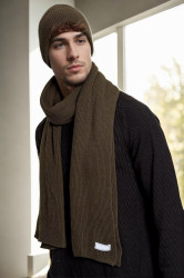 35261 Dewberry Mens Scarf Beret Set-Khaki