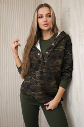 3dílný moor set mikiny, topu a legín hnědé + cappuccino