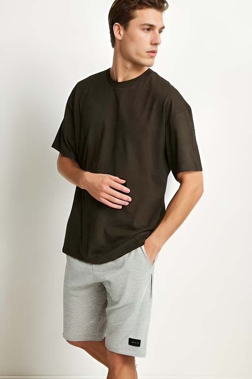75226 Dewberry Mens Oversized Fit Crew Neck T-Shirt-BLACK