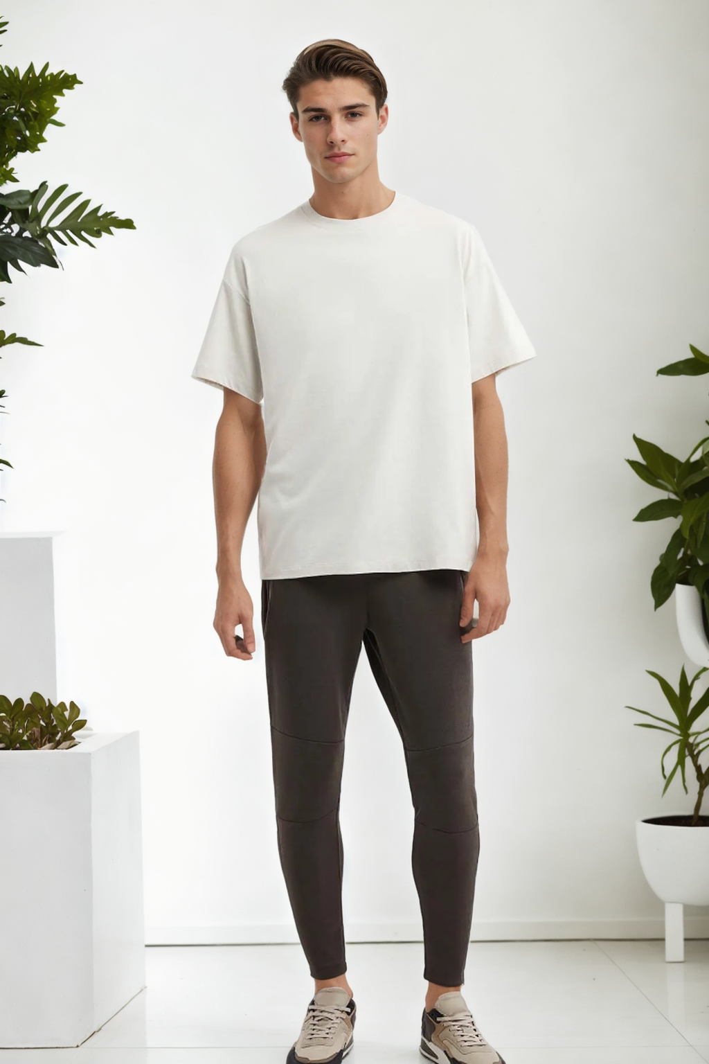 75226 Dewberry Mens Oversized Fit Crew Neck T-Shirt-WHITE