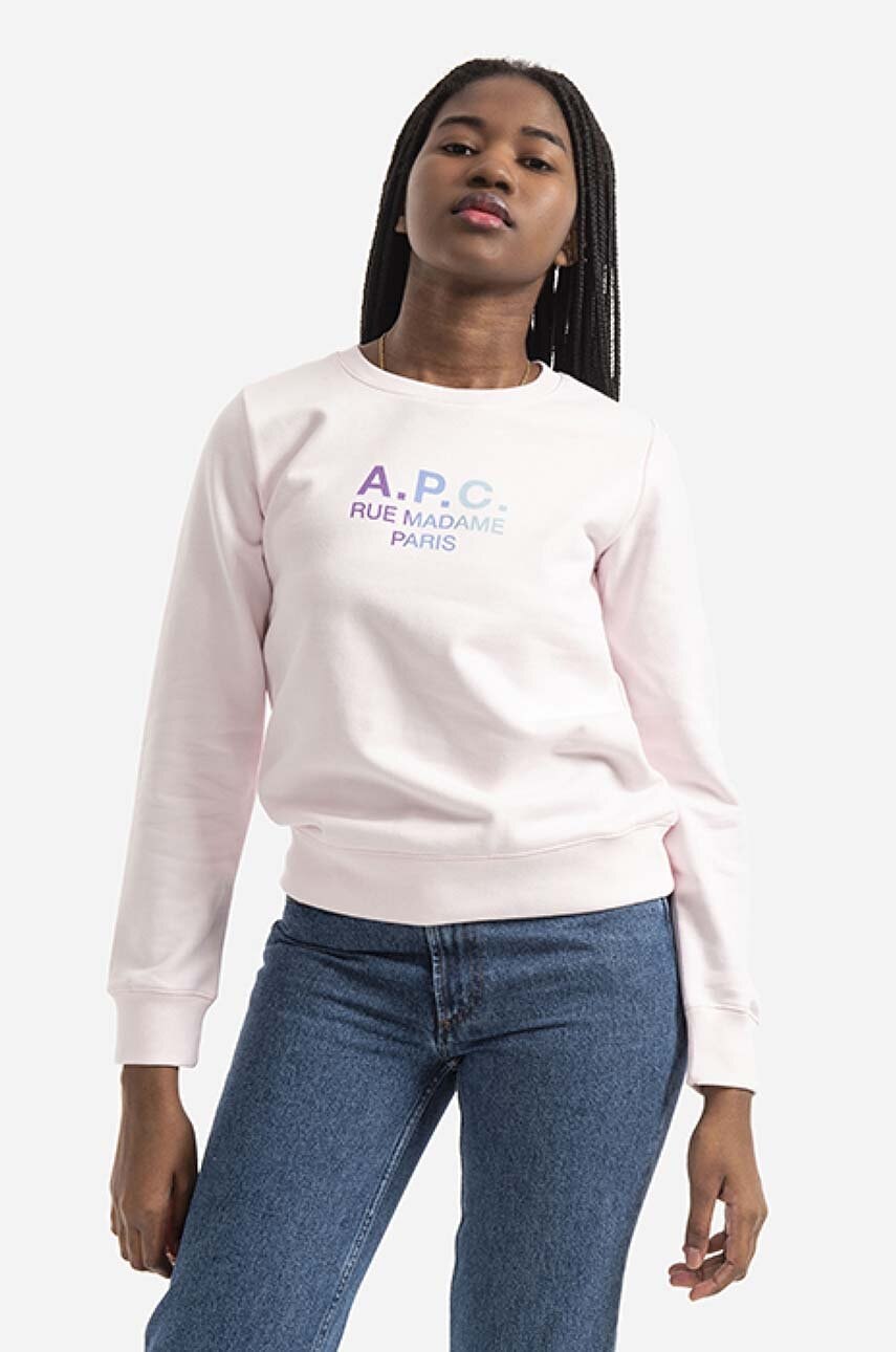 A.P.C.  Bavlněná mikina  Sweat Mathilda COEBH-F27712 ROSE