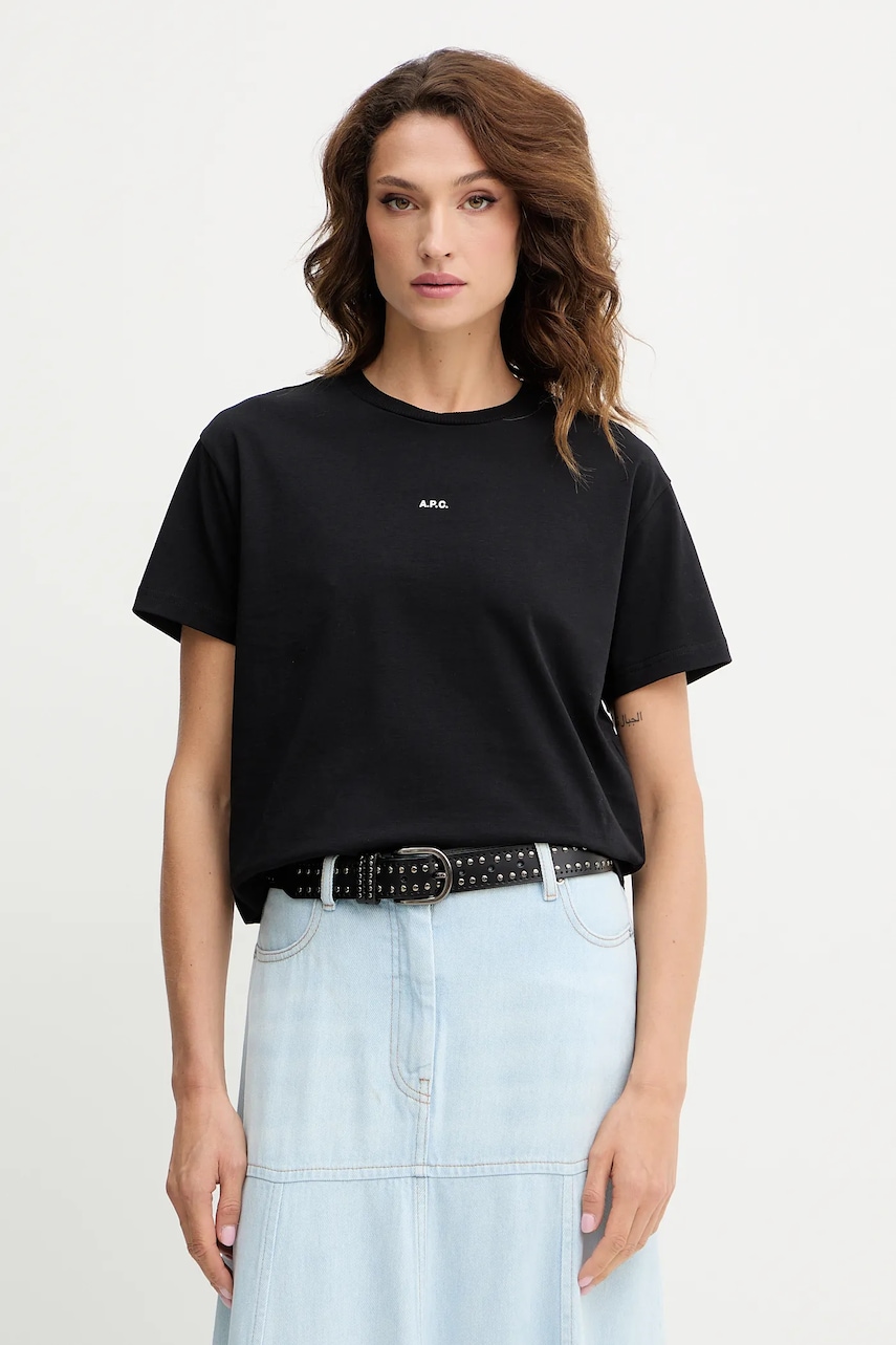 A.P.C.  Bavlněné tričko  t-shirt boxy micro logo GOTS