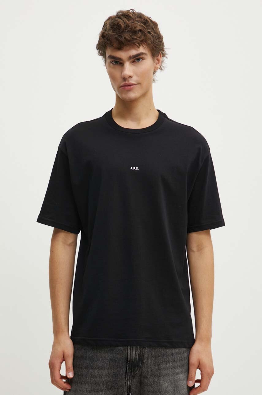 A.P.C.  Bavlněné tričko  t-shirt boxy micro logo GOTS