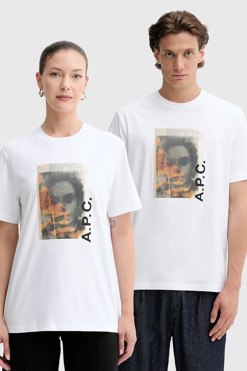 A.P.C.  Bavlněné tričko  t-shirt jean portrait - gots