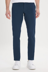 AC&Co / Altınyıldız Classics Men's Navy Blue Canvas Slim Fit Slim Fit Side Pocket Flexible Chino Trousers