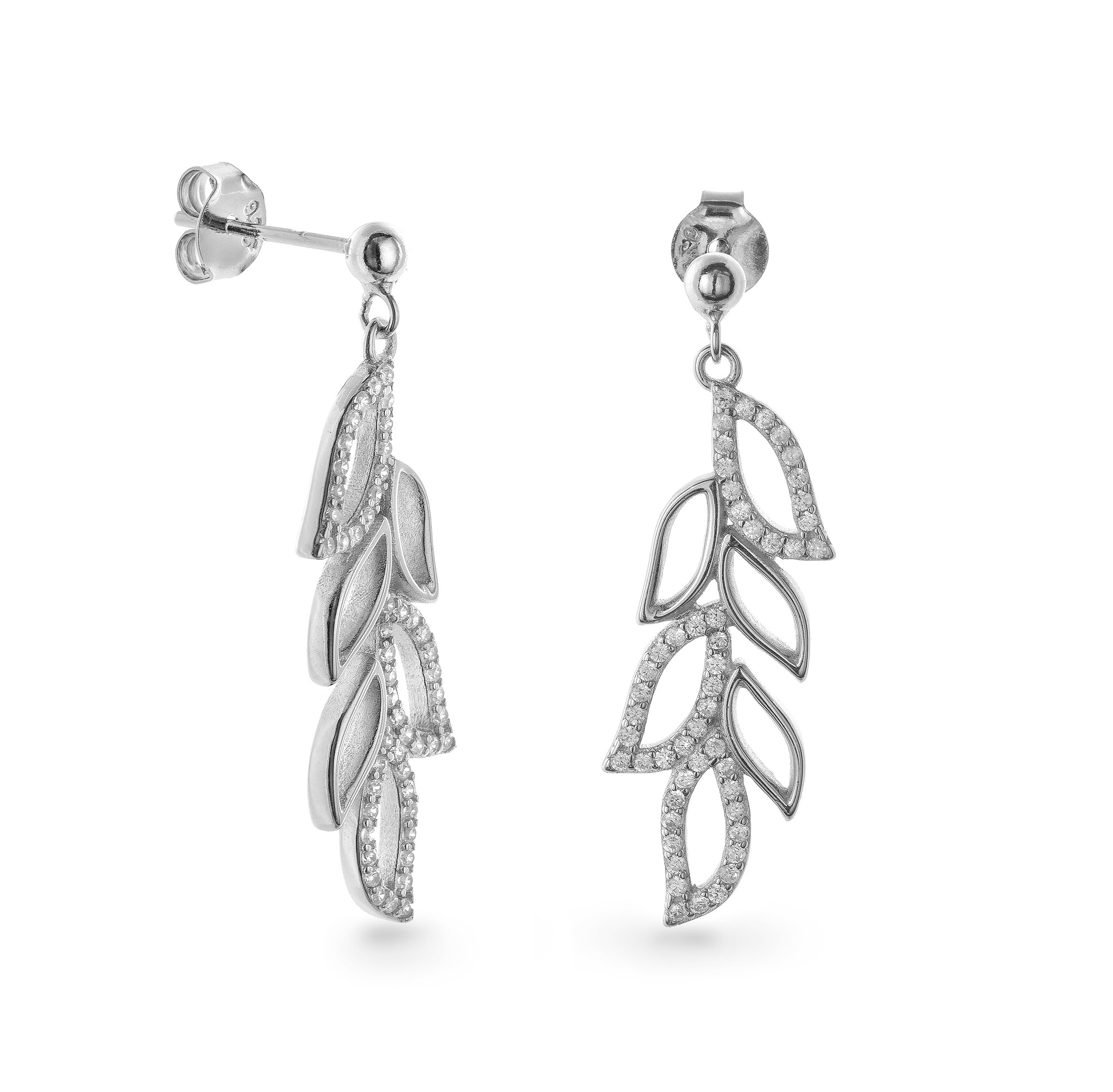 AGAIN Jewelry Něžné stříbrné visací náušnice se zirkony AJNS0023