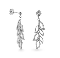 AGAIN Jewelry Něžné stříbrné visací náušnice se zirkony AJNS0023