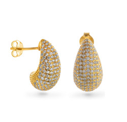 AGAIN Jewelry Pozlacené náušnice s kubickými zirkony Tear Drop AJNS0060