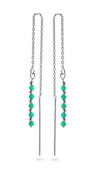 AGAIN Jewelry Stříbrné řetízkové náušnice se smaragdem AJKNS002
