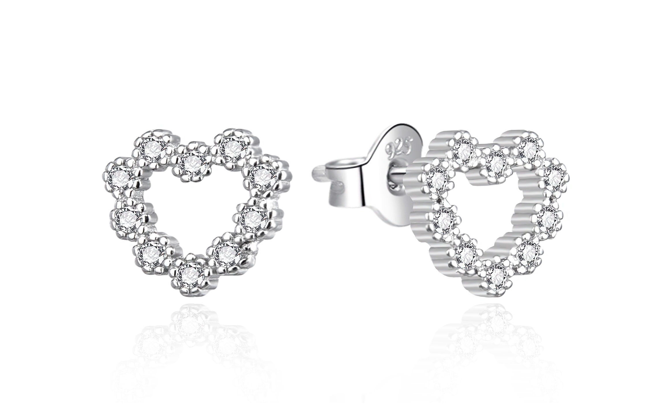 Agato Blyštivé stříbrné náušnice Srdíčka AGT-E206PW