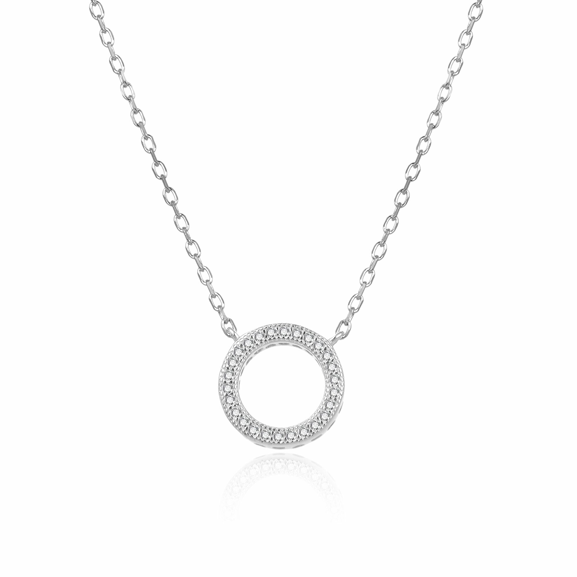 Agato Jemný stříbrný náhrdelník Kroužek AGT-N038W