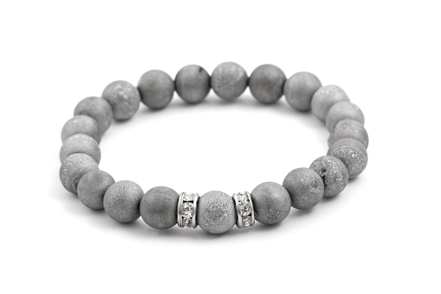 Agato Korálkový náramek z drúz achátu MINK79/17