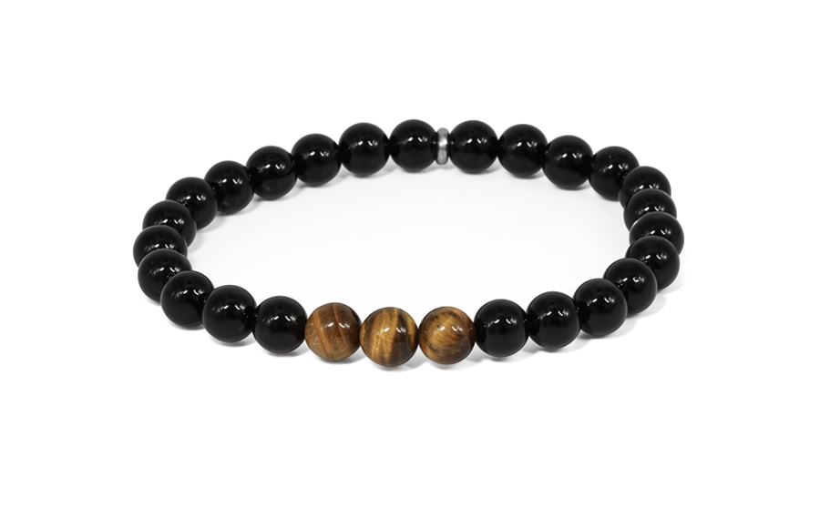 Agato Korálkový náramek z onyxu a tygřího oka MINK141/21