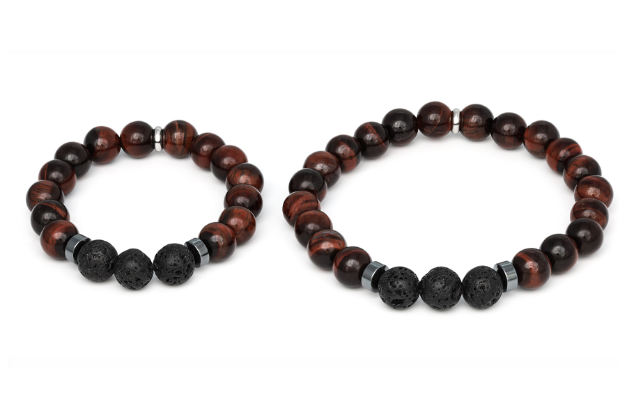 Agato Minerální náramek pro otce se synem MINK144/SET (onyx, apatit, hematit)