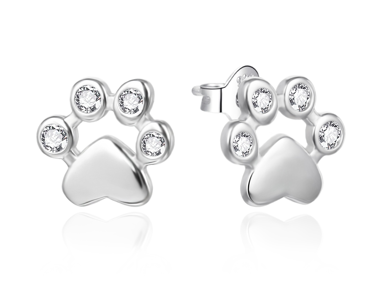 Agato Stříbrné náušnice Tlapky se zirkony AGT-E224PW