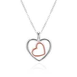 Agato Stříbrný bicolor náhrdelník Dvojité srdce AGT-N045-2T (řetízek, přívěsek)