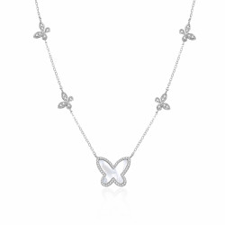 Agato Stříbrný náhrdelník s perletí Motýl AGT-N047W