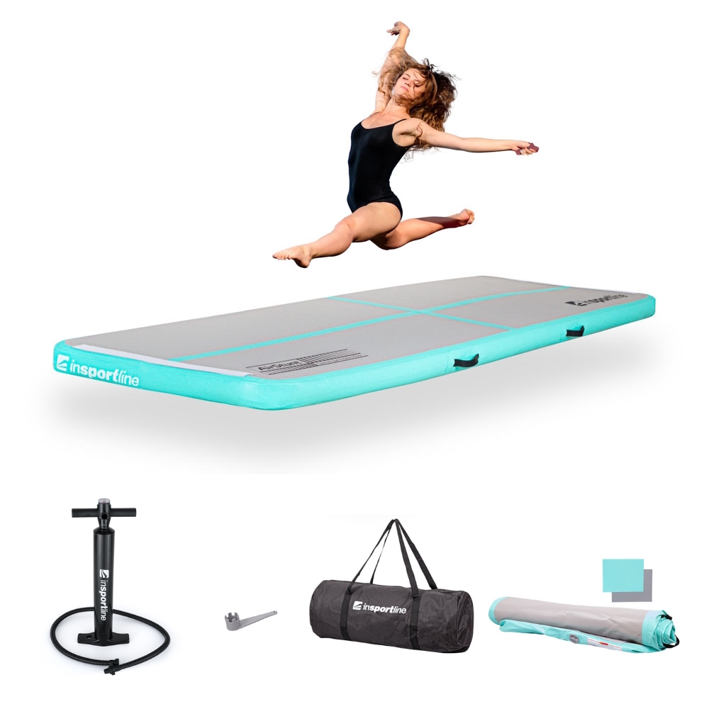 Airtrack inSPORTline Airstunt 300x100x10 cm bílá s ruční pumpou