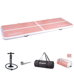 Airtrack inSPORTline Airstunt 300x100x10 cm korálová růžová s ruční pumpou