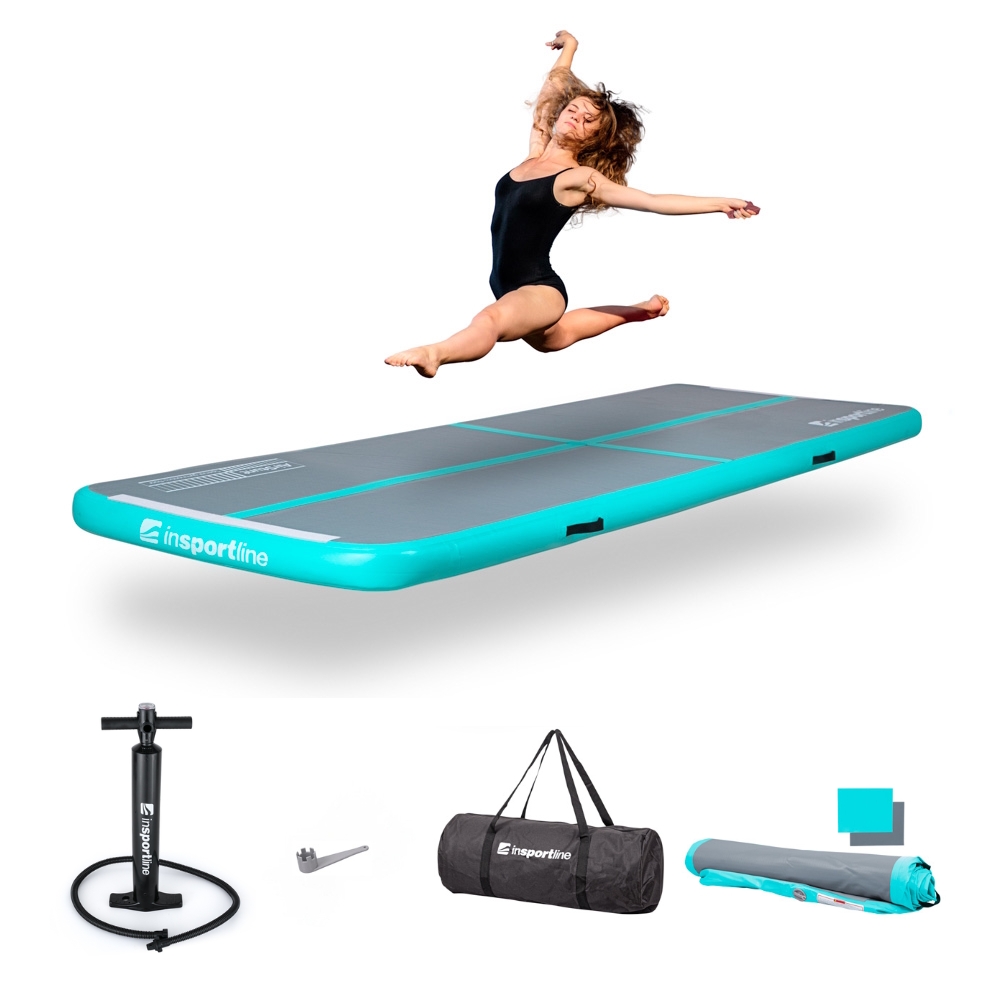 Airtrack inSPORTline Airstunt 300x100x10 cm šedá s ruční pumpou