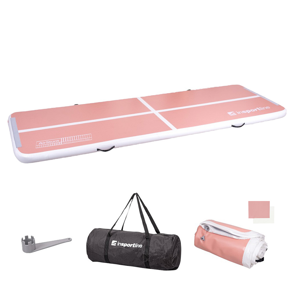 Airtrack inSPORTline Airstunt 400x100x10 cm korálová růžová