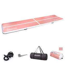 Airtrack inSPORTline Airstunt 500x100x10 cm korálová růžová s elektrickou pumpou