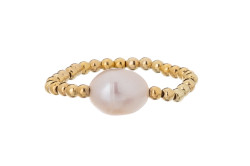 Alisia Pozlacený kuličkový prsten s pravou perlou AL4640.01.000.D 53 mm