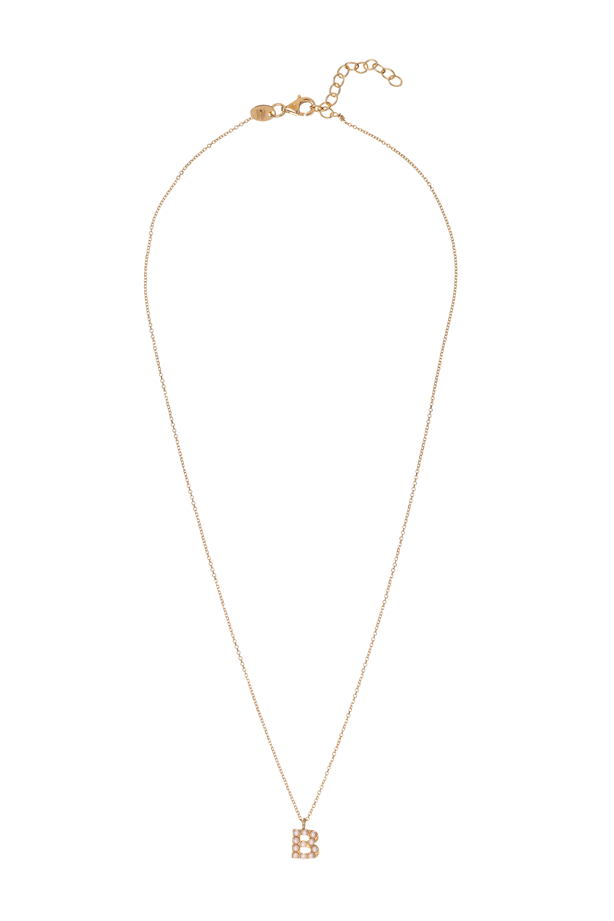 Alisia Pozlacený náhrdelník se Swarovski perličkami "B" AL4258.01.902