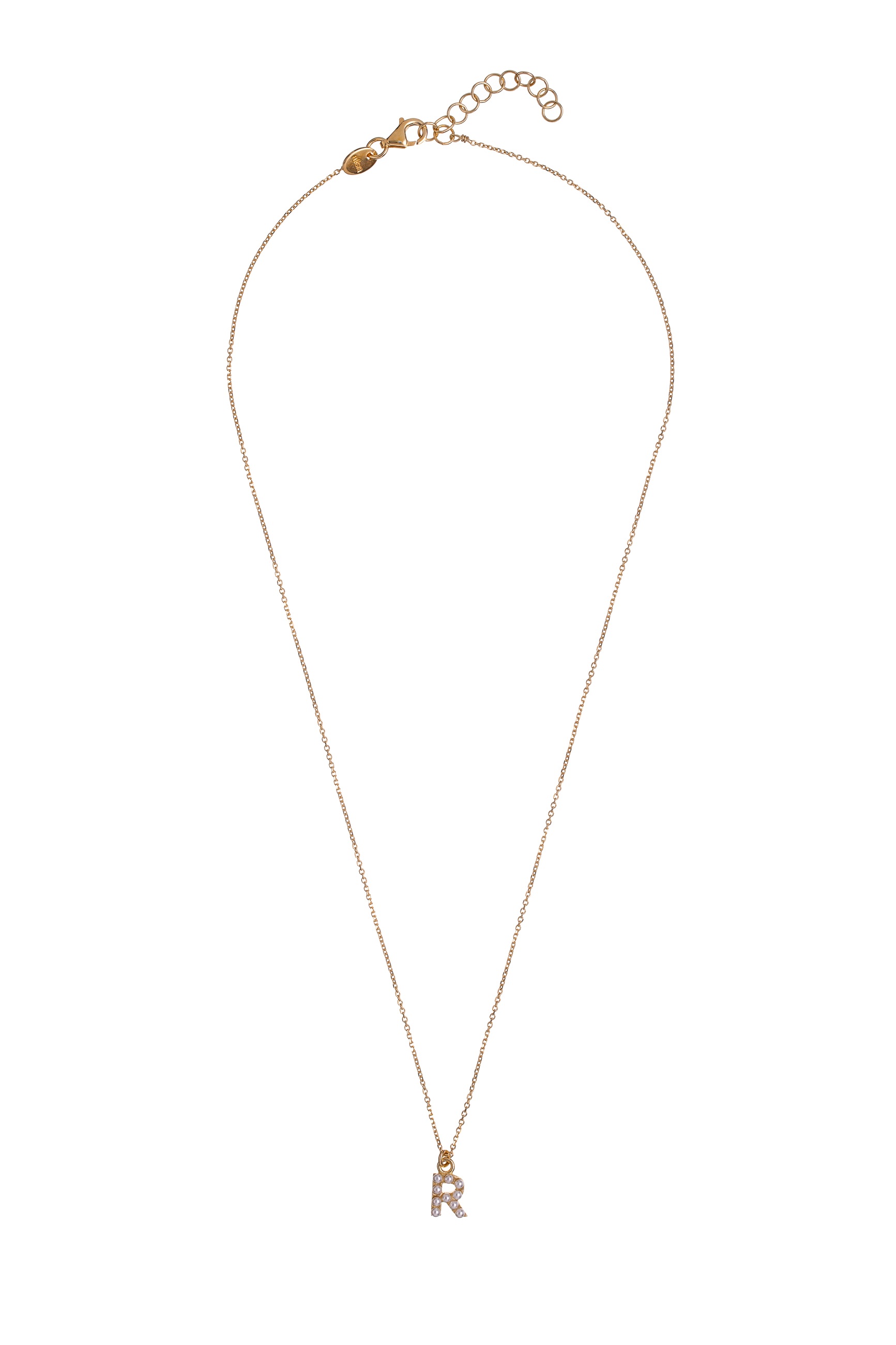 Alisia Pozlacený náhrdelník se Swarovski perličkami "R" AL4258.01.918