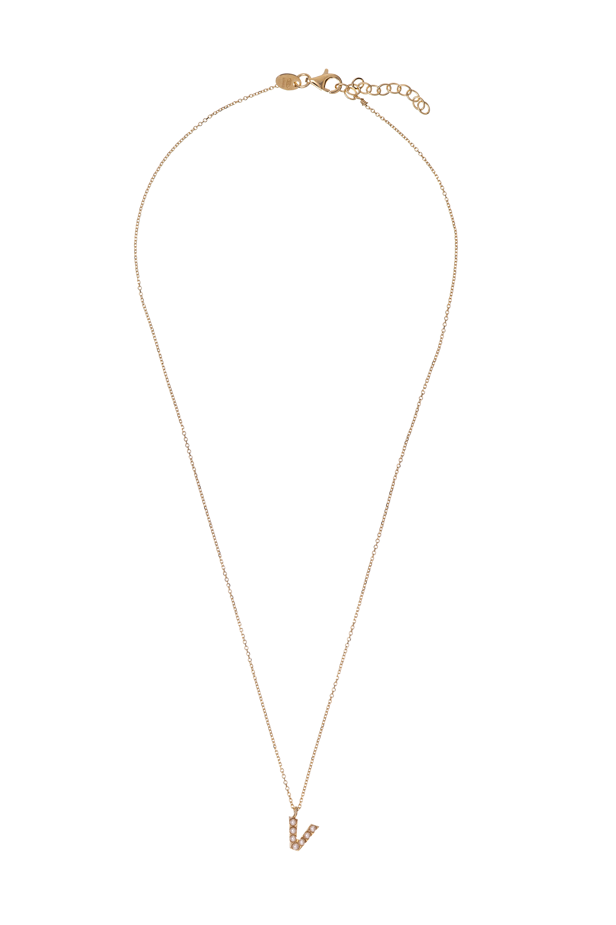 Alisia Pozlacený náhrdelník se Swarovski perličkami "V" AL4258.01.922