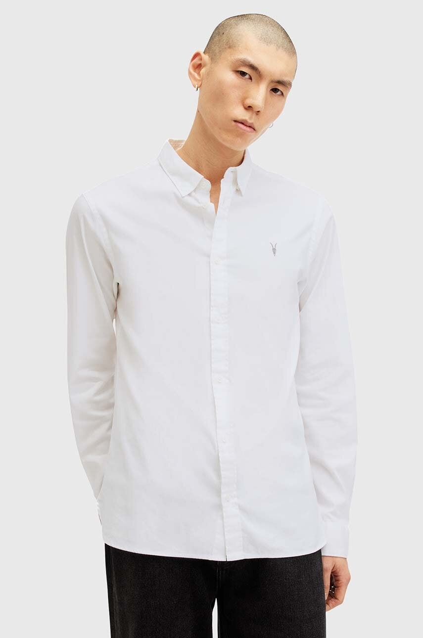 AllSaints  košile pánská bavlněná s elastanem HAWTHORNE LS SHIRT