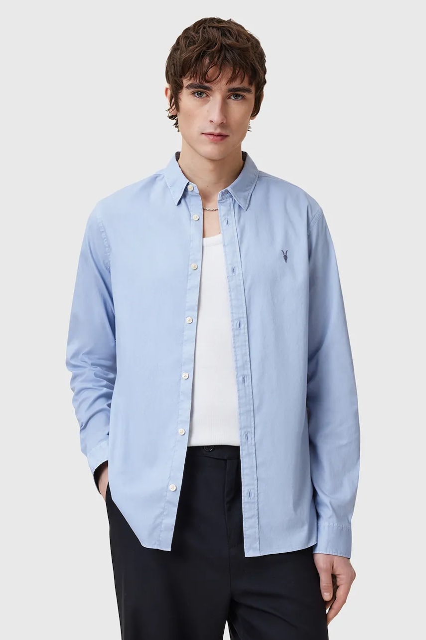 AllSaints  košile pánská bavlněná s elastanem HAWTHORNE LS SHIRT