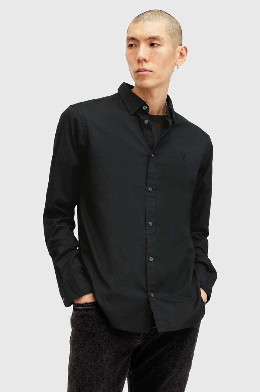 AllSaints  košile pánská bavlněná s elastanem HAWTHORNE LS SHIRT