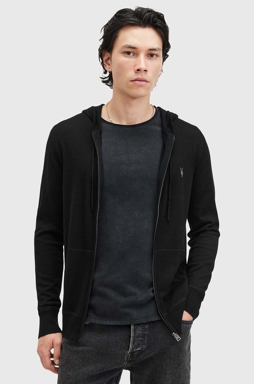 AllSaints  rozepínací mikina s kapucí pánská vlněná