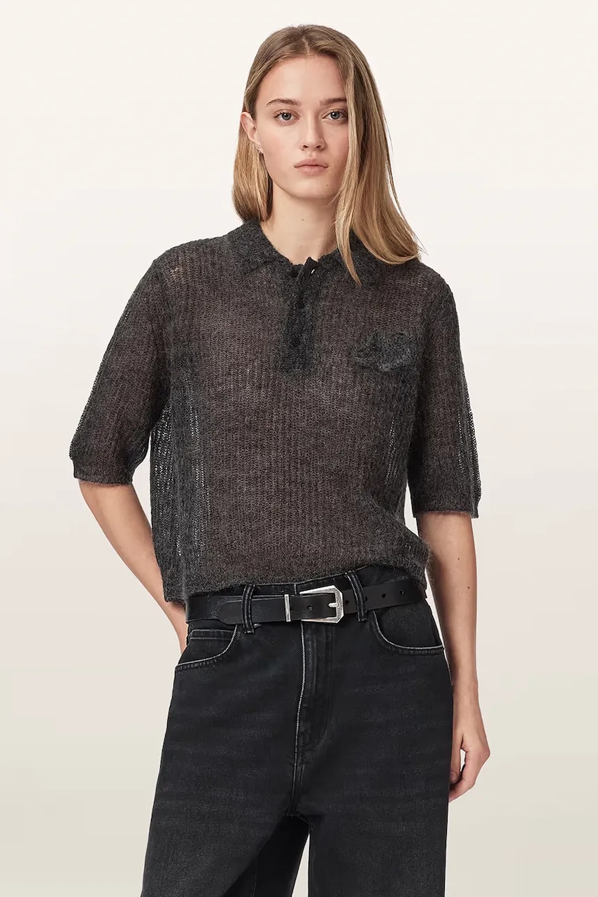 AllSaints  svetrové polo dámské s vlnou ANABEL POLO TEE