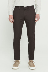 ALTINYILDIZ CLASSICS Men's Brown Slim Fit Slim Fit Dobby Flexible Casual Trousers