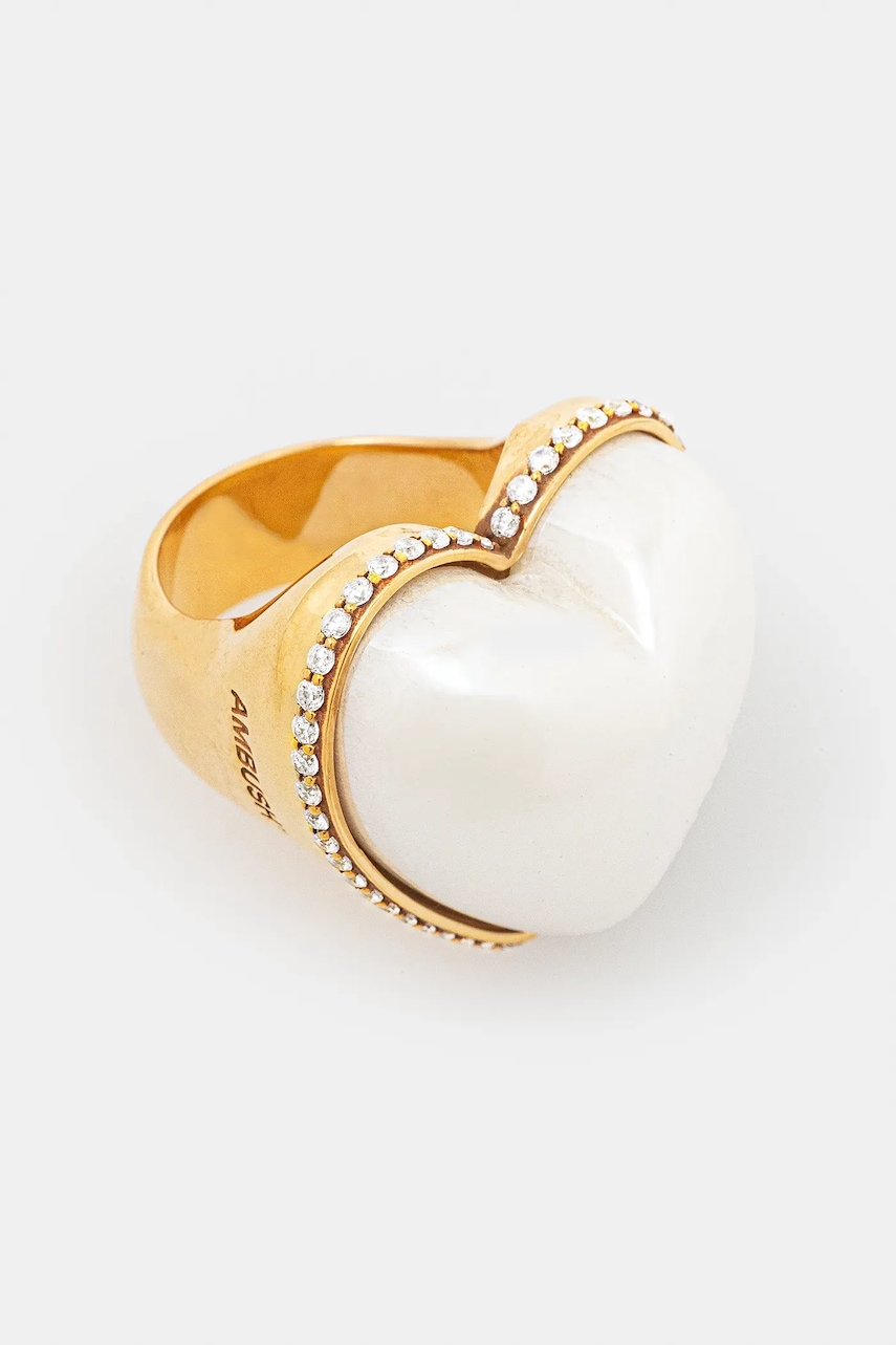 Ambush  Stříbrný prsten  Large Pearl Heart Ring