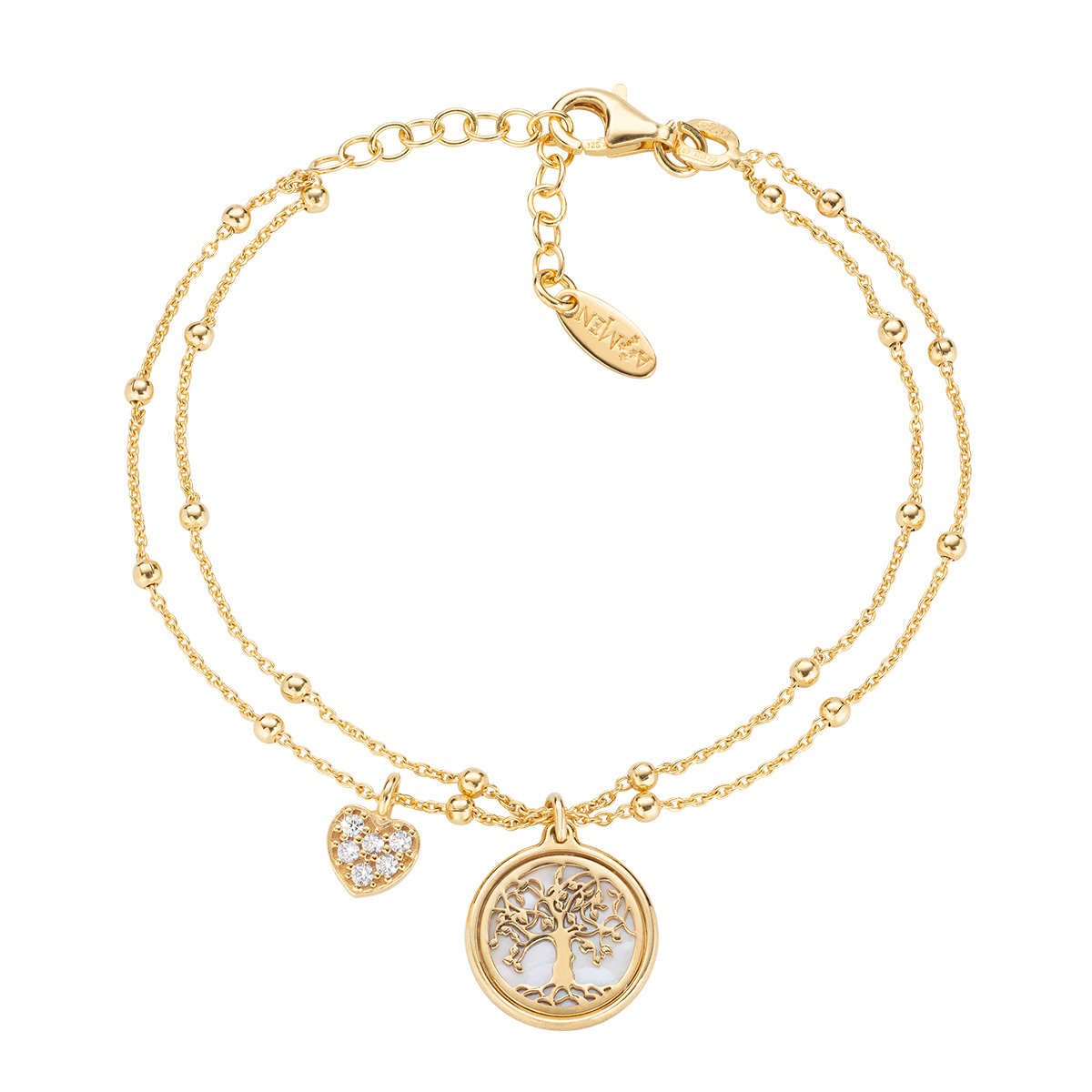 Amen Slušivý pozlacený dvojitý náramek Tree of life BR2ALCUG