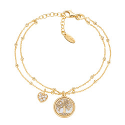 Amen Slušivý pozlacený dvojitý náramek Tree of life BR2ALCUG