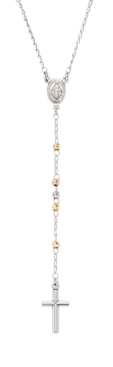 Amen Stříbrný tricolor náhrdelník růženec Rosary CRO30BBRGD