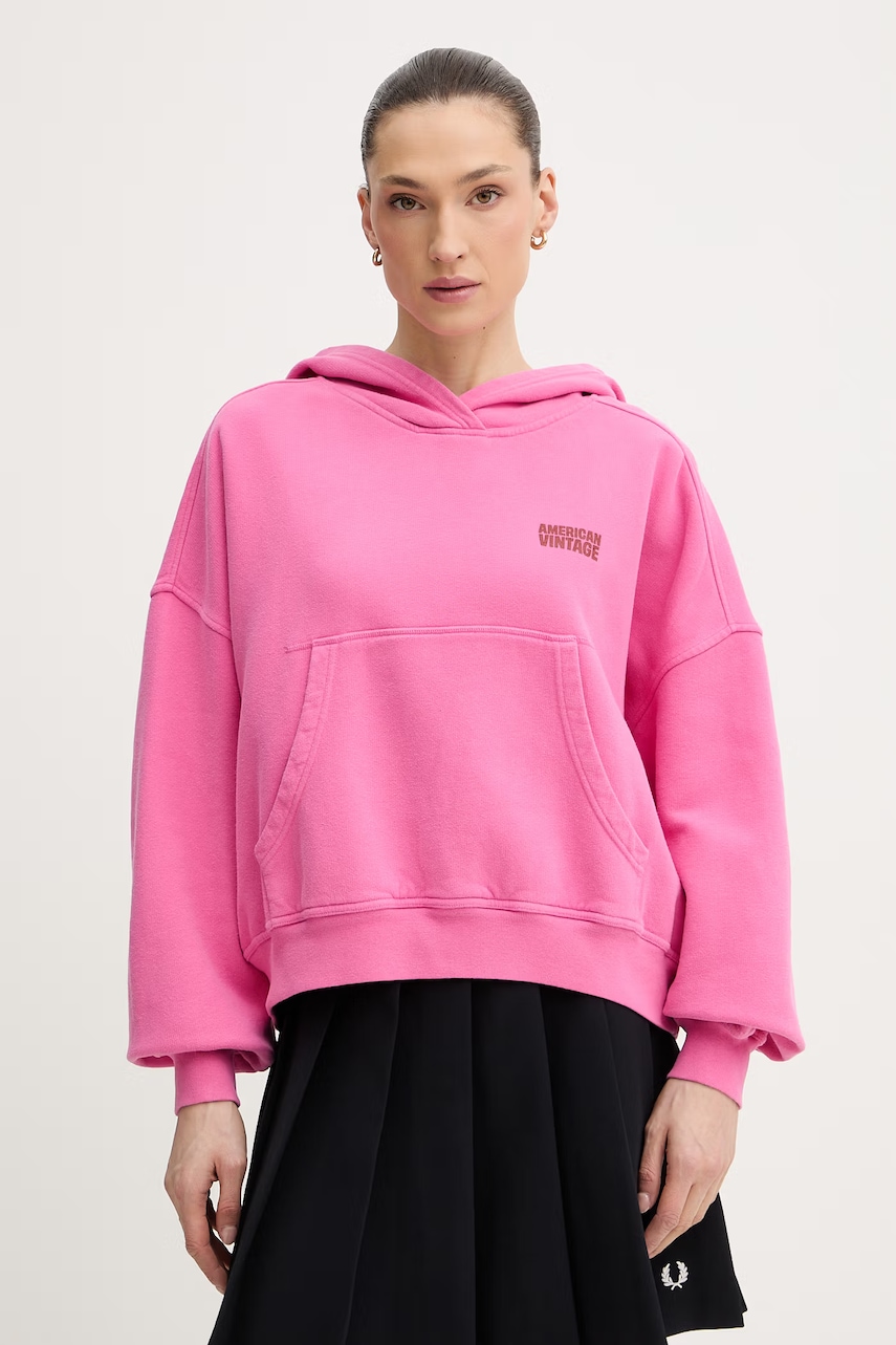 American Vintage mikina s kapucí dámská bavlněná
