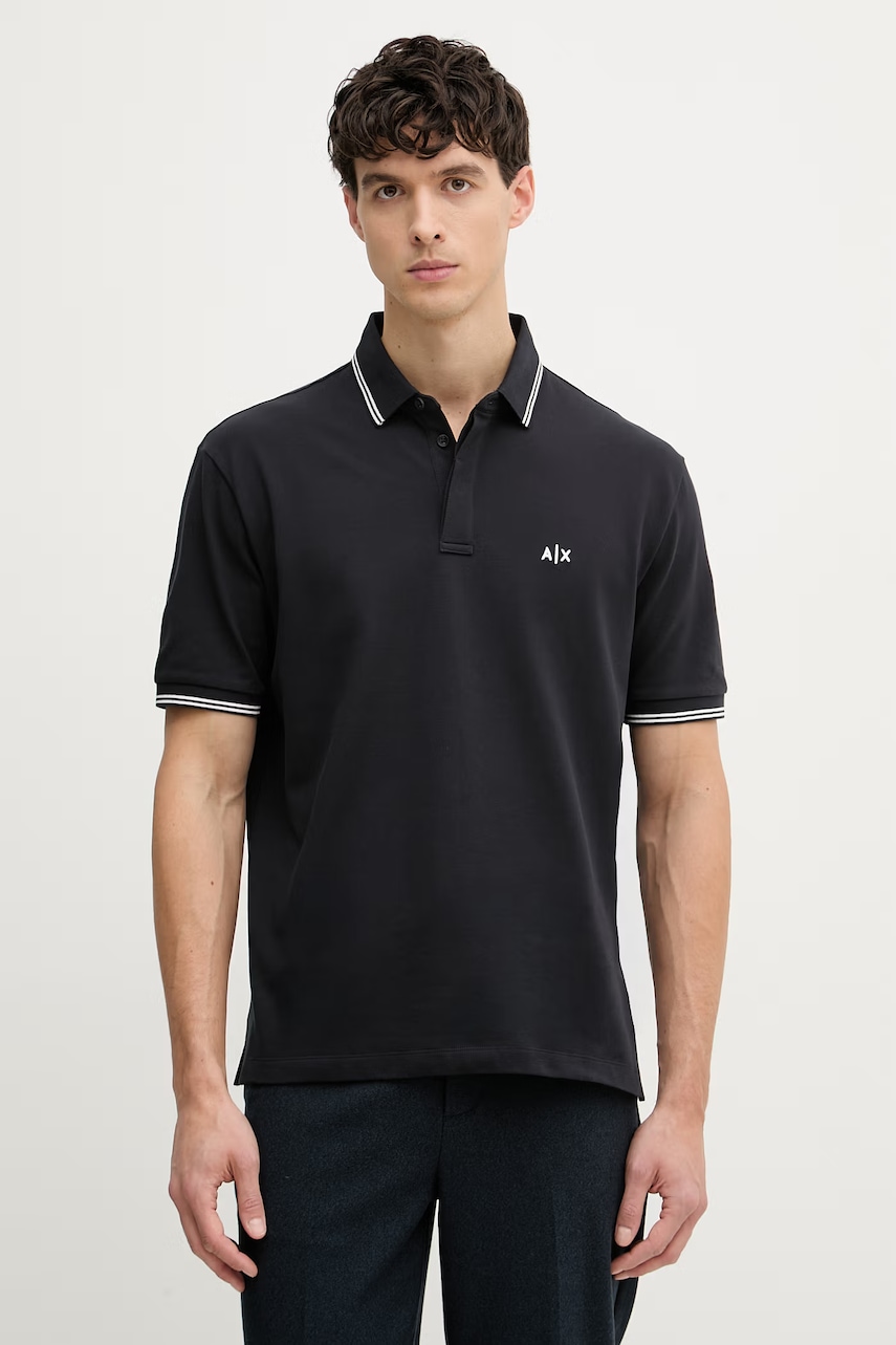 Armani Exchange polo pánské bavlněné s elastanem