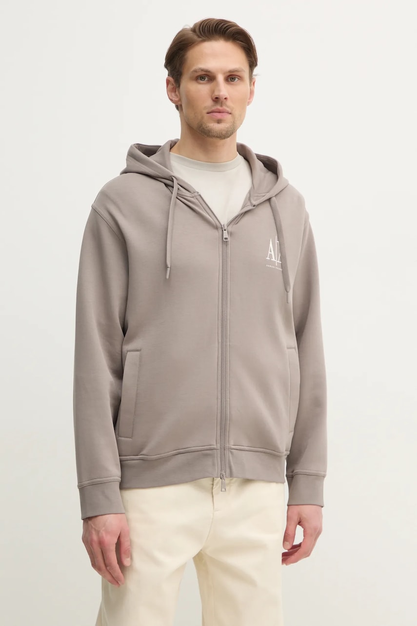 Armani Exchange  rozepínací mikina s kapucí pánská s bavlnou