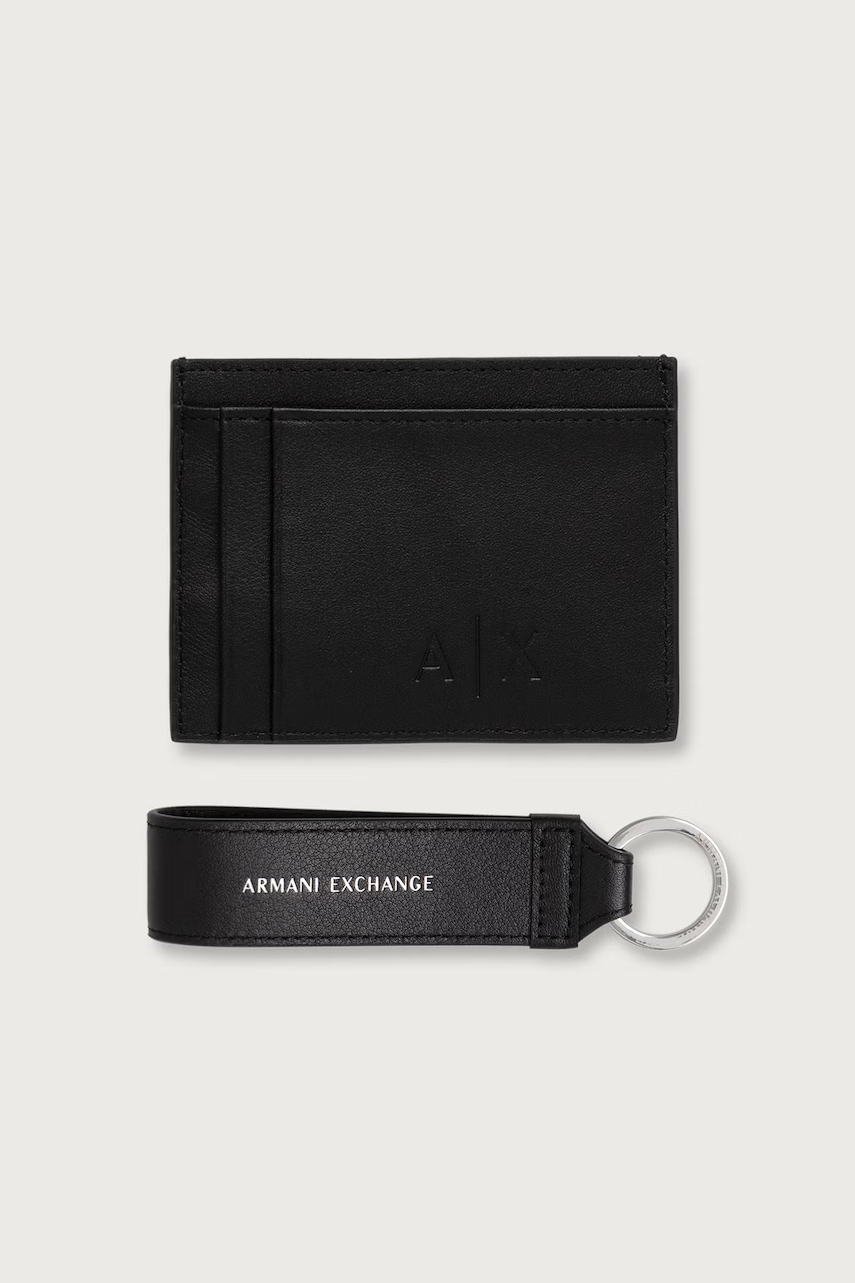 Armani Exchange  sada peněženky a klíčenky kožená