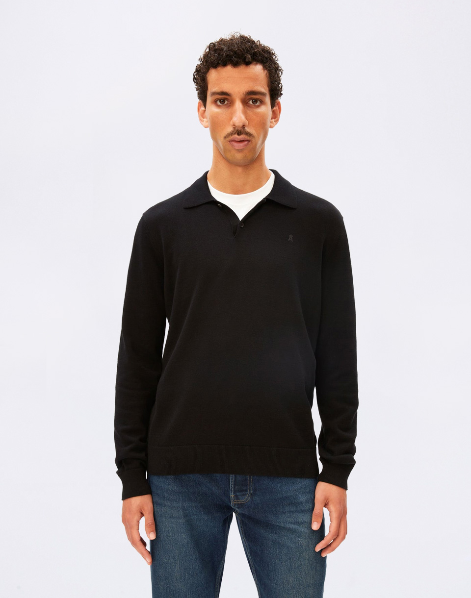 Armedangels Knit Longsleeve Poloshirt 105 black M