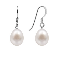 AURA Stříbrné visací náušnice s pravou perlou Kyoto Pearl TKKP012C