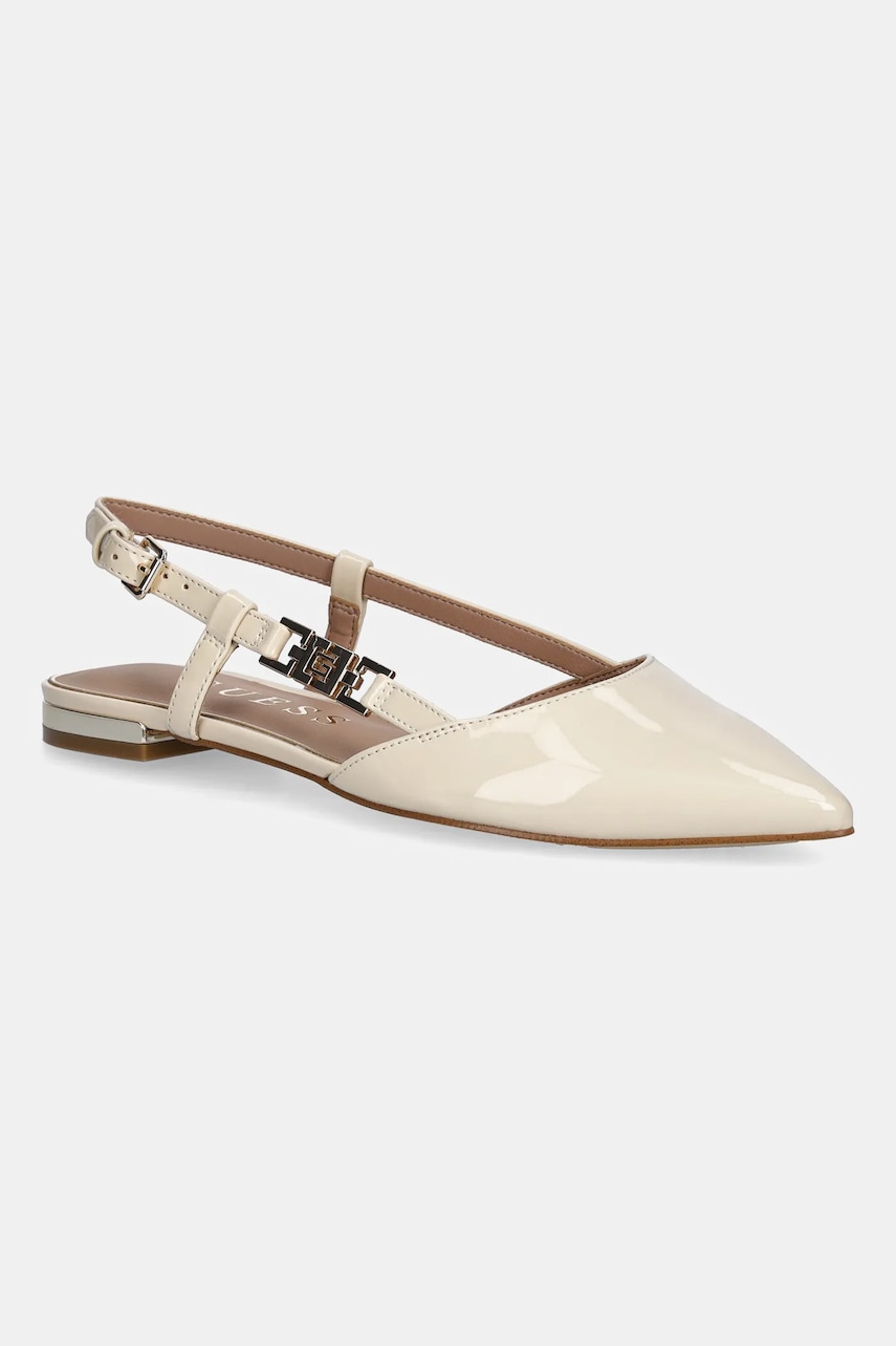 Baleríny Guess FRANIE2 béžová barva, s odkrytou patou, FLTFR2 PAF05