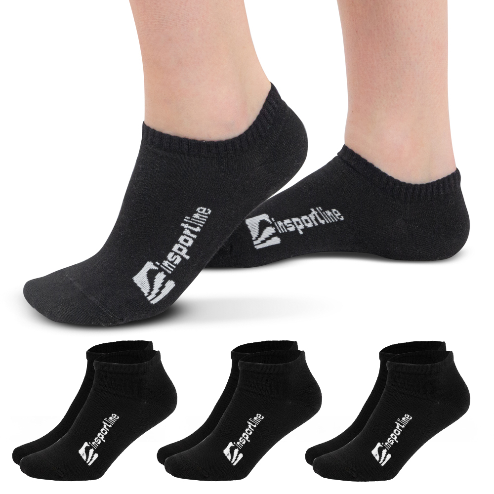 Bambusové kotníkové ponožky inSPORTline Silvatic Ankle AG+ antibakteriální - 3 páry černá 35