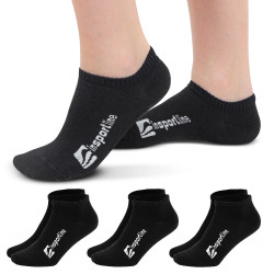 Bambusové kotníkové ponožky inSPORTline Silvatic Ankle AG+ antibakteriální - 3 páry černá 35